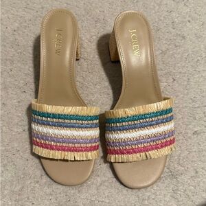 NWT J. Crew woven mule sandals rainbow raffia 8 M